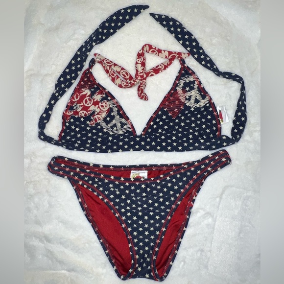 Lucky Brand American peace sign bikini SM - Picture 1 of 3
